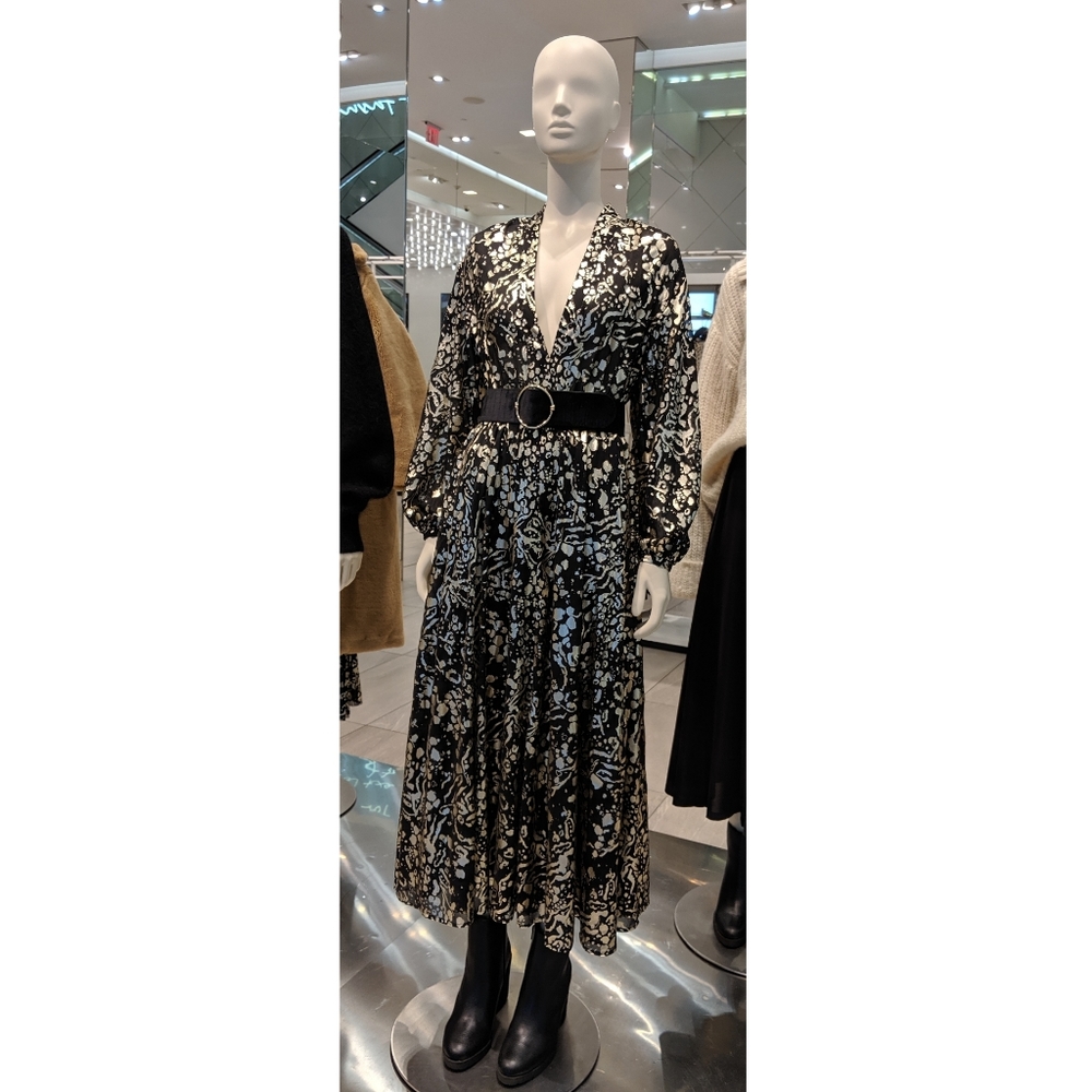 Reflective Gold Black Long Dress